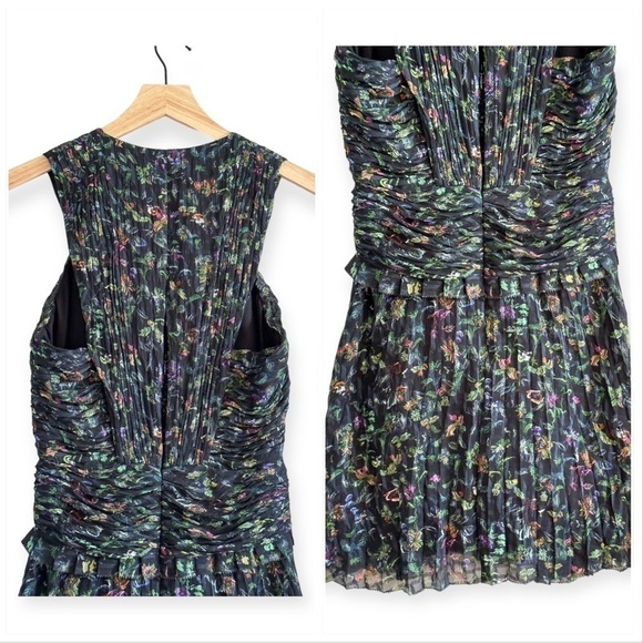 Derek Lam 10 Crosby Black Ruched Pleated Silk Mini Dress, Size 0 - Picture 11 of 15